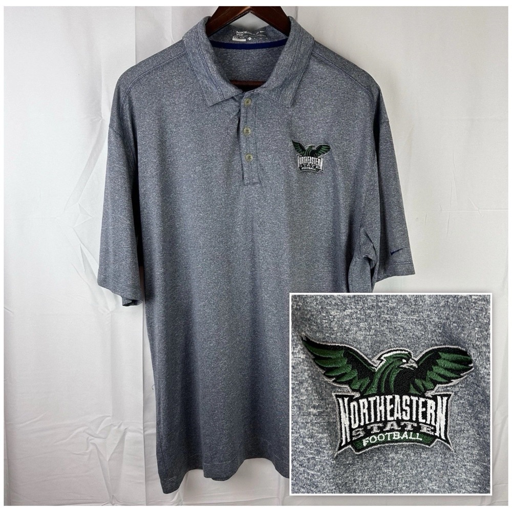 Northeastern State Riverhawks Football Nike Golf Sport Dri-Fit Polo XL Logo NSU